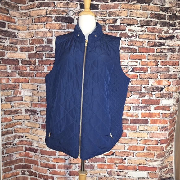 Crown & Ivy Womens Blue Quilted Vest Size 2X - Picture 1 of 6